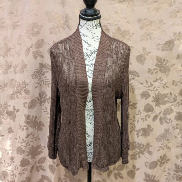 Eileen Fisher Sweaters - Eileen Fisher Brown Knit Open Cardigan, Size M, Used